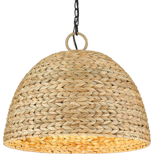 Rue 5 Light 21 inch Matte Black Pendant Ceiling Light in Woven Sweet Grass